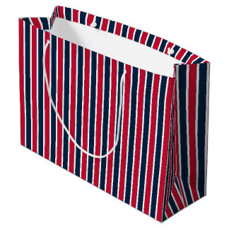 RWB Baseball Coordinating Stripes 1-GIFT BAG L Large Cadeautasje