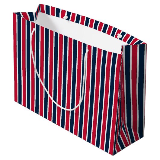 RWB Baseball Coordinating Stripes 1-GIFT BAG L Large Cadeautasje (Achterkant Gekanteld)
