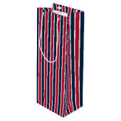 RWB Baseball Coordinating Stripes 1-WINE GIFT BAG Wijn Cadeautas (Voorkant Gekanteld)