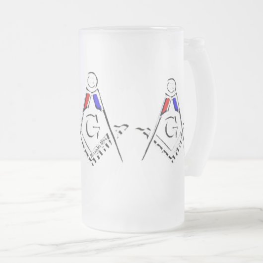 (RWB) Vrijmetselaars Matglas Bierpul (Voorkant rechts)