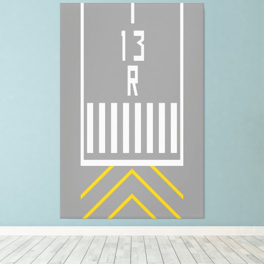 RWY-drempel 13R Canvas Afdruk (Insitu (Houten vloer))