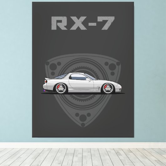 RX7 FD rotary JDM car Canvas Afdruk (Insitu (Houten vloer))