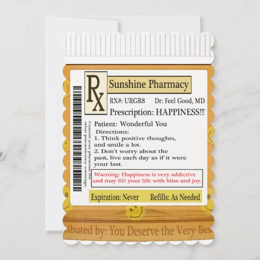 RX Funny Happiness Prescrition Kaart (Achterkant)