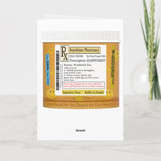 RX Funny Happiness Voorschrift Kaart (Achterkant)