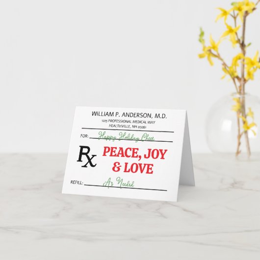 RX Medisch Kerstrecept Kaart (Gele Bloem)