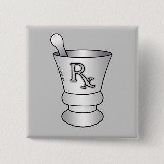 RX Mortar Pestle-vierkant Vierkante Button 5,1 Cm