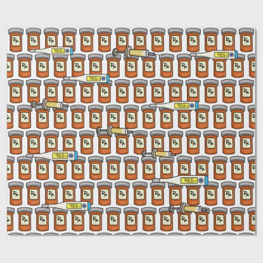 Rx Pills Thermometer Spuit Gift Wrap Cadeaupapier (Vlak)