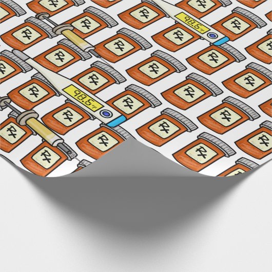 Rx Pills Thermometer Spuit Gift Wrap Cadeaupapier (Hoek)