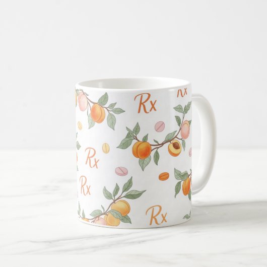 Rx Prescription Peach Pill Pattern Pharmacy Koffiemok (Voorkant rechts)