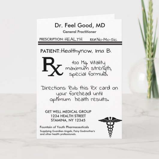 RX-recepttest Funny Get Well Kaart (Voorkant)