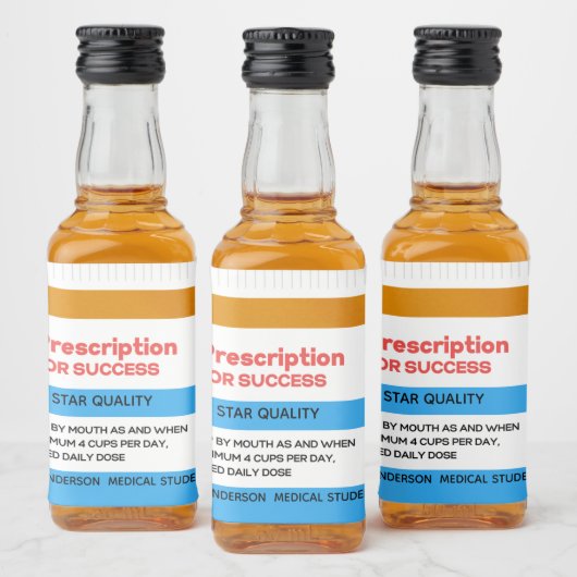 RX SUCCES Verpleegster Dokter Medische Afstudeer F Likeurfles Etiket (Flessen)