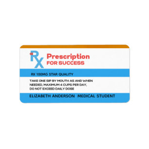 RX SUCCESS Verpleegster Dokter Medische Afstudeer  Etiket