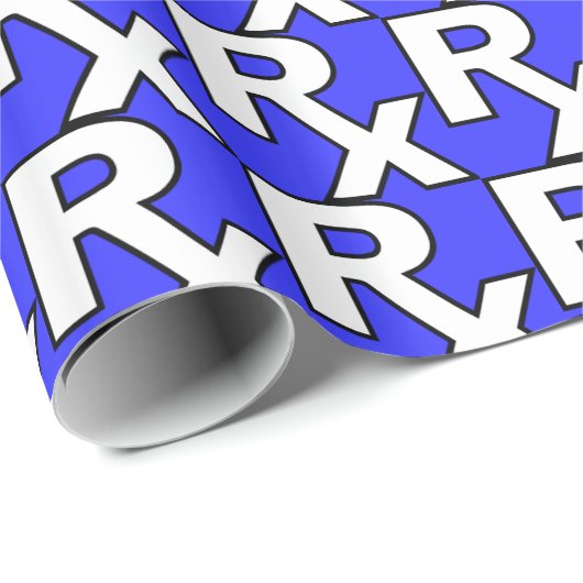 Rx symbool blauw omslagpapier cadeaupapier (Rol Hoek)