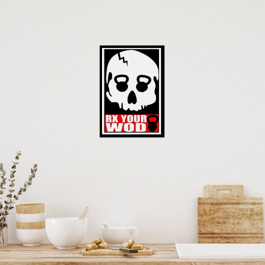 RX Uw WOD - Kettlebell Skull Poster (Keuken)