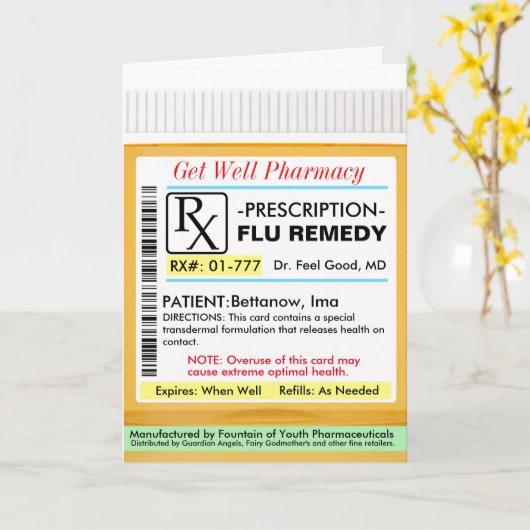 RX Voorschrift voor griep Kaart (Gele Bloem)