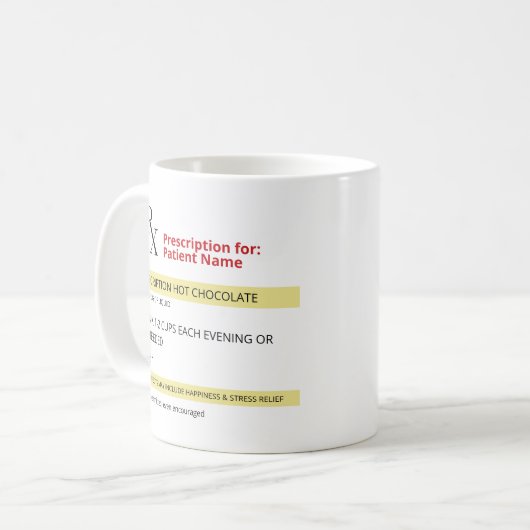 RX Voorschrijvingsmethode Mok voor warme chocolade (Voorkant links)