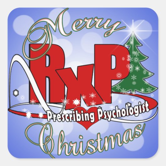 RxP Kerstmis met psycholoog. Vierkante Sticker (Voorkant)