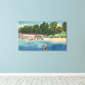 Ryall's badstrand bij het Saratoga-meer Uitzicht Canvas Afdruk (Insitu (Houten vloer))