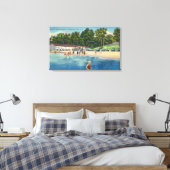 Ryall's badstrand bij het Saratoga-meer Uitzicht Canvas Afdruk (Insitu (Slaapkamer))