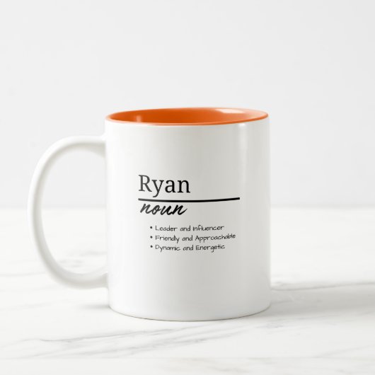Ryan, Boy Personalized Name Definition Tweekleurige Koffiemok (Links)