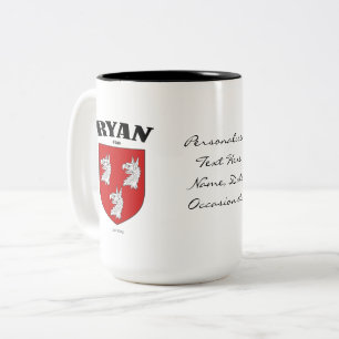 Ryan Family Crest, Vertaling & Betekenis Tweekleurige Koffiemok