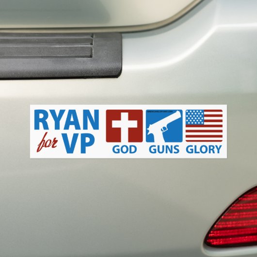 Ryan for VP God Pistolen Glory Bumpersticker (Op auto)