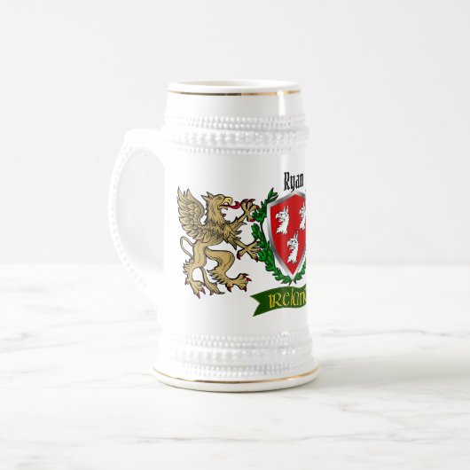 Ryan Irish Shield Beer Stein Bierpul (Voorkant links)