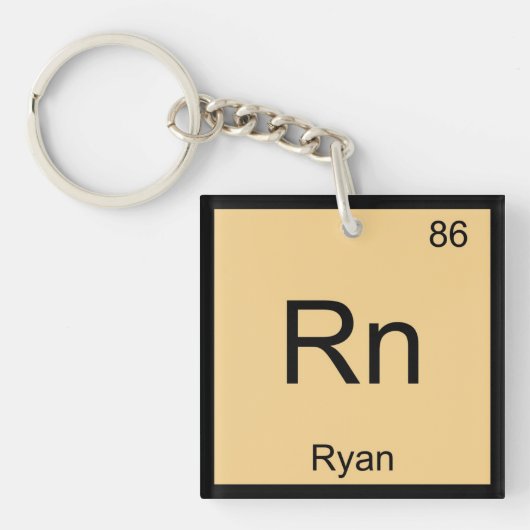 Ryan Naam Chemie Element Periodiek Systeem Sleutelhanger (voorkant)