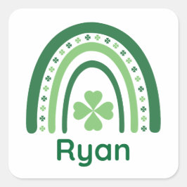 Ryan Name Clover Boho Rainbow Vierkante Sticker