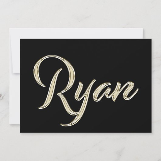 Ryan Name white gold Handwriting Karte Kaart (Voorkant)