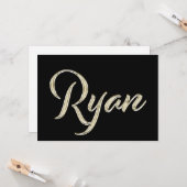 Ryan Name white gold Handwriting Karte Kaart (Voorkant / Achterkant in situ)