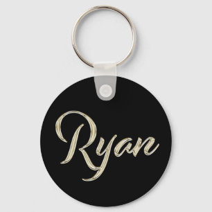 Ryan Name whitegold Button Sleutelhanger