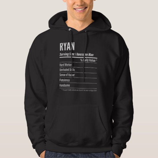Ryan Serving Maat Voeding Label Calorieën Hoodie (Voorkant)