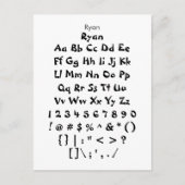 Ryan - Zazzle Font Sampler Sheet Briefkaart (Voorkant)