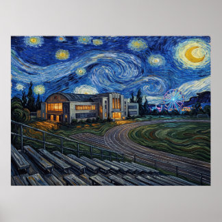 Rydell High School Sterrennacht Muziek Landschap Poster