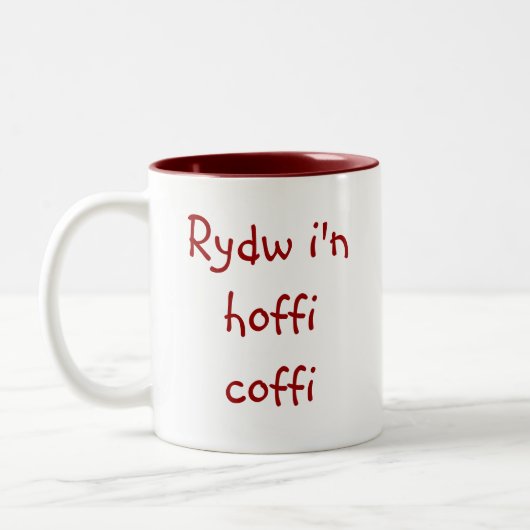 Rydw i'n hoffi coffi tweekleurige koffiemok (Links)