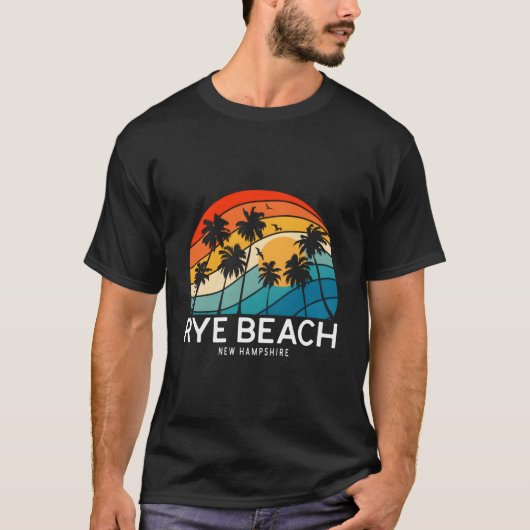 Rye Beach New Hampshire Palm Tree Tropical Beach T-shirt (Voorkant)