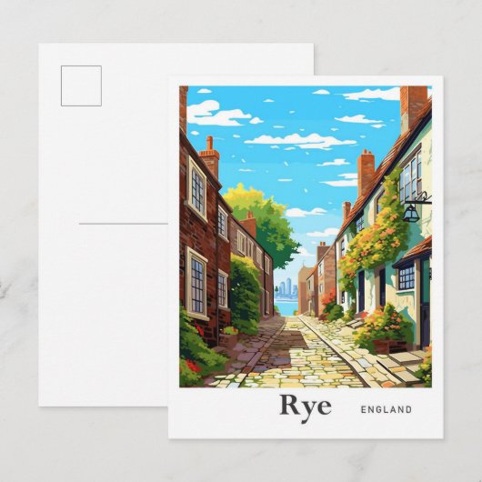 Rye England Art Vintage Travel Illustratie Briefkaart (Voorkant / Achterkant)