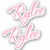 Rylee decoratieve naam in roze x2 Sticker (Voorkant)