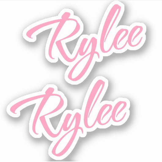 Rylee decoratieve naam in roze x2 Sticker (Voorkant)