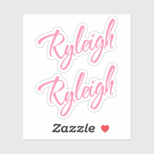 Ryleigh naam roze cursieve x2 sticker (Vel)