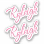 Ryleigh naam roze cursieve x2 sticker (Voorkant)