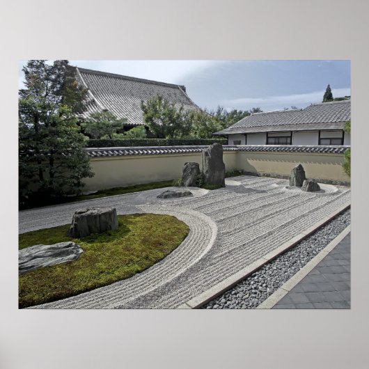 Ryogeen in Temple Garden - Kyoto Japan Poster (Voorkant)