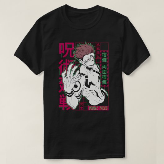 Ryomen Sukuna Double Faced Anime Kunst T-shirt (Design voorkant)
