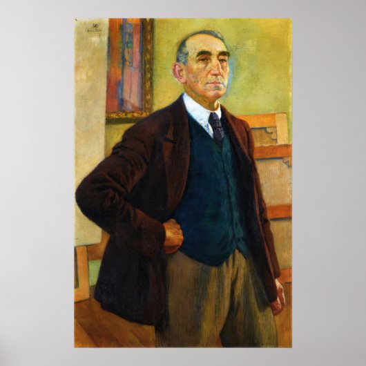 Rysselberghe - zelfportret in een groene jasje poster (Voorkant)