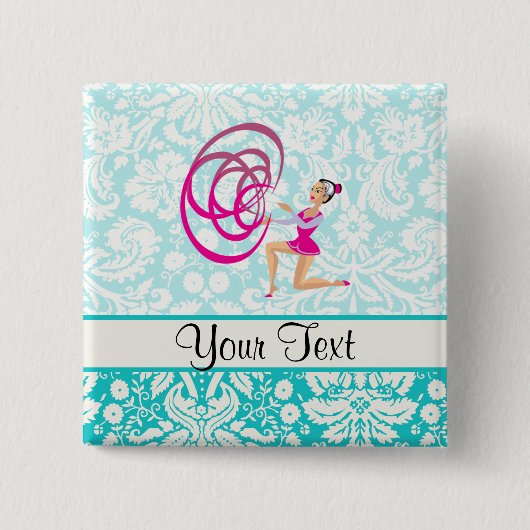 Rythmic Gymnastics Ribbon Vierkante Button 5,1 Cm (Voorkant)