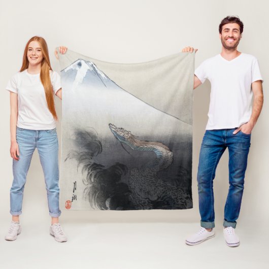 Ryu Shoten: Opstijgende draak boven Fuji, Japan Fleece Deken (In situ)