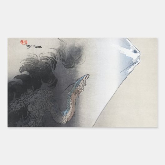 Ryu Shoten: Opstijgende draak boven Fuji, Japan Rechthoekige Sticker (Voorkant)