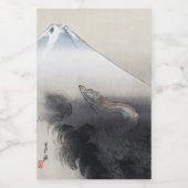 Ryu Shoten: Opstijgende draak boven Fuji, Japan Voedselcontainer Etiket (Enkel label)