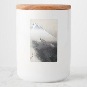 Ryu Shoten: Opstijgende draak boven Fuji, Japan Voedselcontainer Etiket